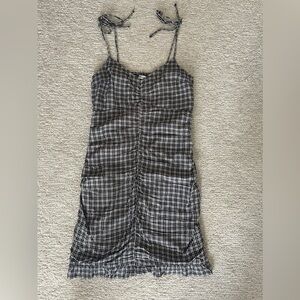 Hollister Linen Blend Checkered Mini Dress